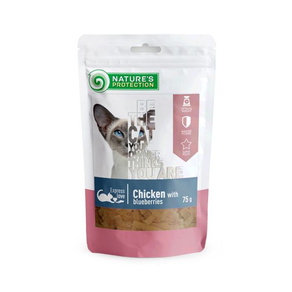 Лакомство для котов Nature's Protection Snacks For Cats with chicken and blueberries 75 гр