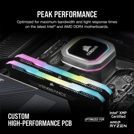 Модуль пам'яті для комп'ютера DDR4 32GB (2x16GB) 3600 MHz Vengeance RGB PRO SL Black Corsair (CMH32GX4M2D3600C18) | Зображення 3