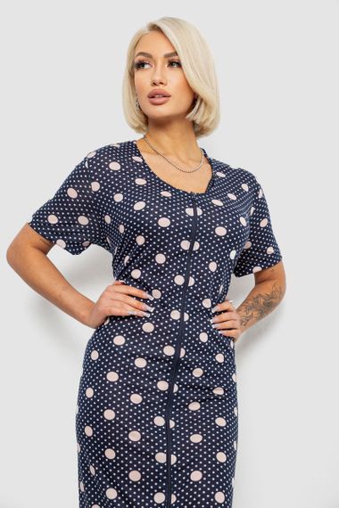 Халат жіночий на блискавці в горох, колір синій, 257R1030-5 | Зображення 4