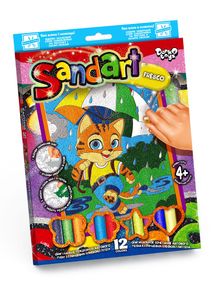 Набір творчості Фреска з піску Sand Art SA-02 Danko Toys Кошеня з парасолькою Вид 4