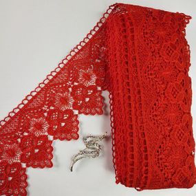 Кружево макраме  11см (13м) Цвет - Красный (37-D22225A-4)