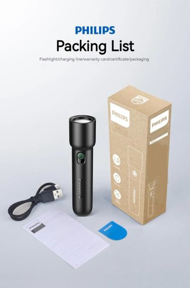 Тактичний міні-ліхтар Philips SFL1235 — EDC, USB, потужний кишеньковий | Зображення 4