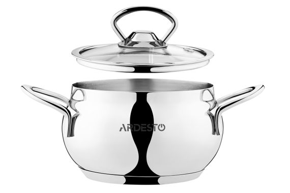 Кастрюля Ardesto BLACK MARS, стеклянная крышка, 1.1 л, нержавеющая сталь (AR0706S) | Зображення 2