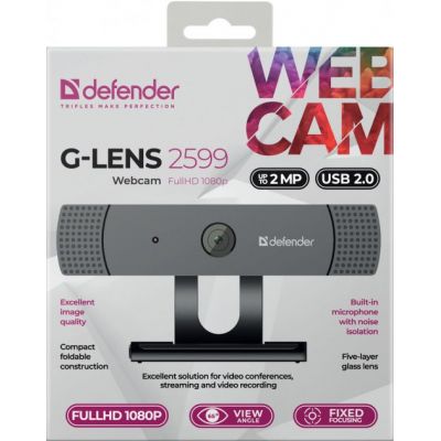 Веб-камера Defender G-lens 2599 Full HD 1080p Black (63199) | Зображення 1
