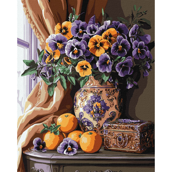 Картина по номерам "Роскошные анютины глазки" Идейка KHO3292 40х50см