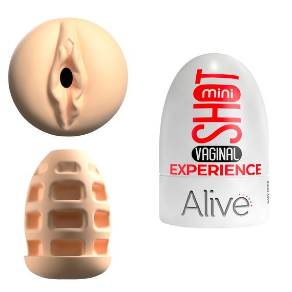 Кишеньковий мастурбатор у вигляді вагіни Alive Mini Shot Experience бежевий Sex Aura | Зображення 1