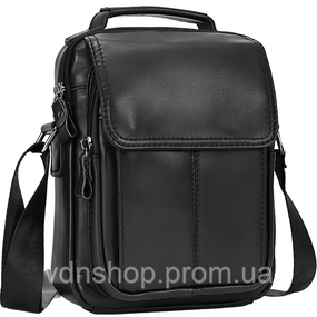 Сумка-барсетка чоловіча через плече 19х24х8, шкіряна сумочка планшет Tiding Bag TD-69291 чорна