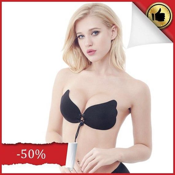 Бюстгальтер-невидимка Fly bra з ефектом, Push Up Ліфчик без бретельок, Невидимий C — Чорний | Зображення 1
