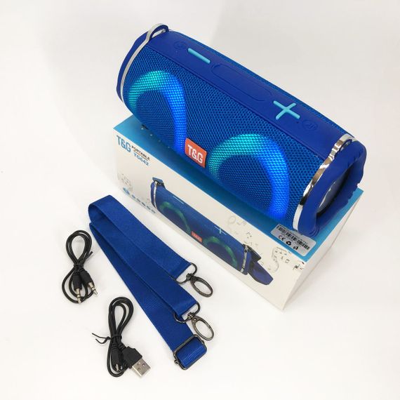 Портативная колонка TG642 с RGB подсветкой и ремешком, аккумуляторная колонка для музыки. Цвет: синий | Зображення 6