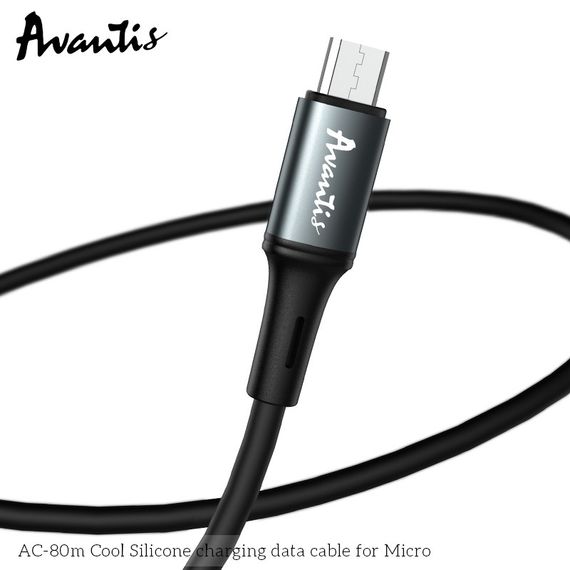 Кабель Avantis AC-80m Cool Silicone USB – Micro- черный | Зображення 2