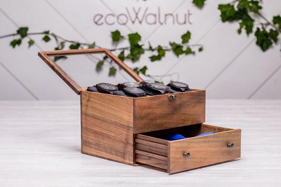 Коробочка для часов со стеклянной крышкой с ящиком и логотипом | Зображення 6