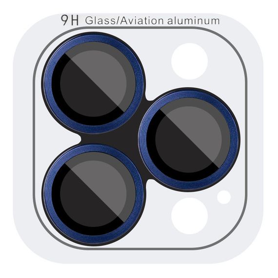 Захисне скло Metal Classic на камеру (у упак.) для Apple iPhone 15 Pro (6.1") / 15 Pro Max (6.7") Синій / Dark Blue