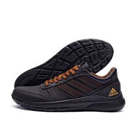 Демісезонні шкіряні кросівки Adidas колір чорний/помаранчевий