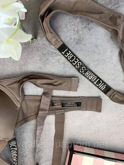 Женский комплект нижнего белья Victoria`s Secret со стразами больших размеров (85Д-90Д) коричневый, 75C | Зображення 1