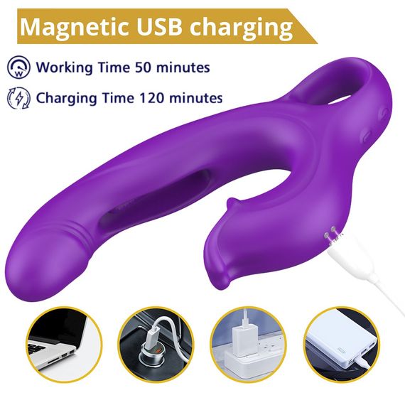 Вібратор - Erospace Sweet Play G-Spot Vibrator With Clitoral Licking & Flapping A17 | Зображення 8