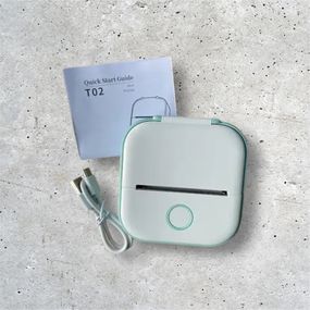 Термопринтер Phomemo T02 WHITE GREEN для печати этикеток наклеек