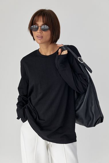 Однотонний базовий лонг oversize - чорний цвет, ONE SIZE (є розміри)
