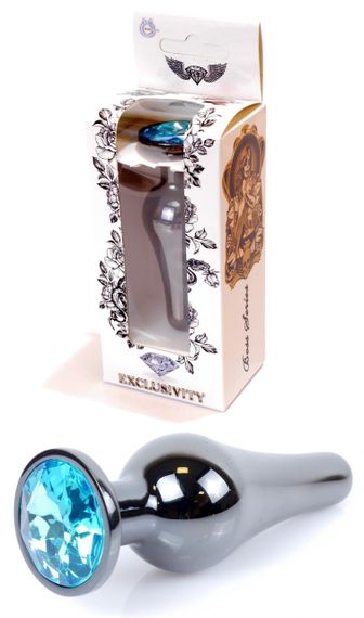 Анальний затор Boss Series - Jewellery Dark Silver BUTT PLUG Light Blue, BS6400058 Sex Aura