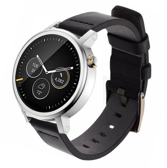 Кожаный ремешок Primo Classic для часов Motorola Moto 360 2nd gen (46mm) - Black