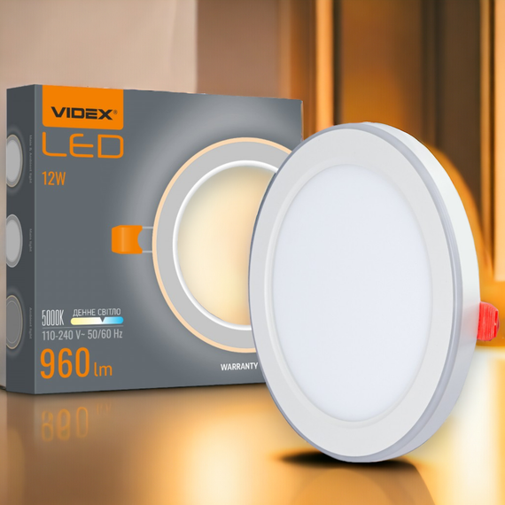 Точковий світильник з декоративним підсвічуванням 12W+4W 5000K+2700K VIDEX VL-DL4R-1252 вбудований круглий | Зображення 2