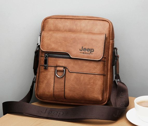 Сумка чоловіча через плече планшет світло-коричнева повсякденна Jeep (722)