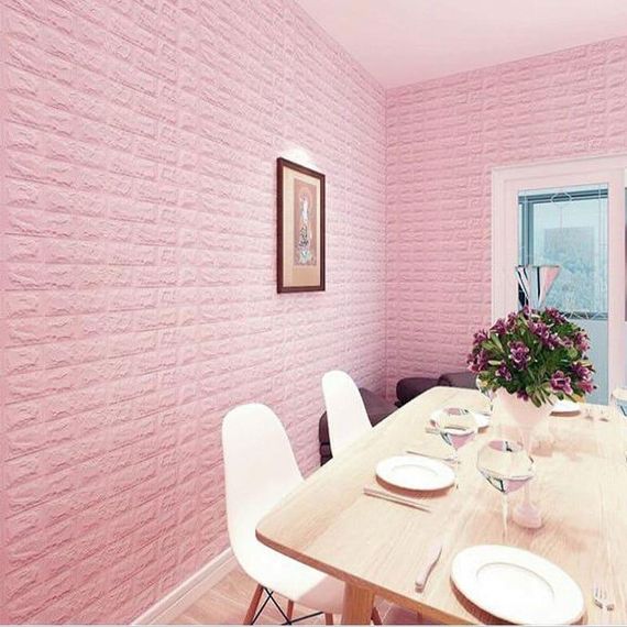 Декоративна 3D панель самоклейка під цеглу Рожевий 700х770х7мм (004-7) SW-00000057 | Зображення 4