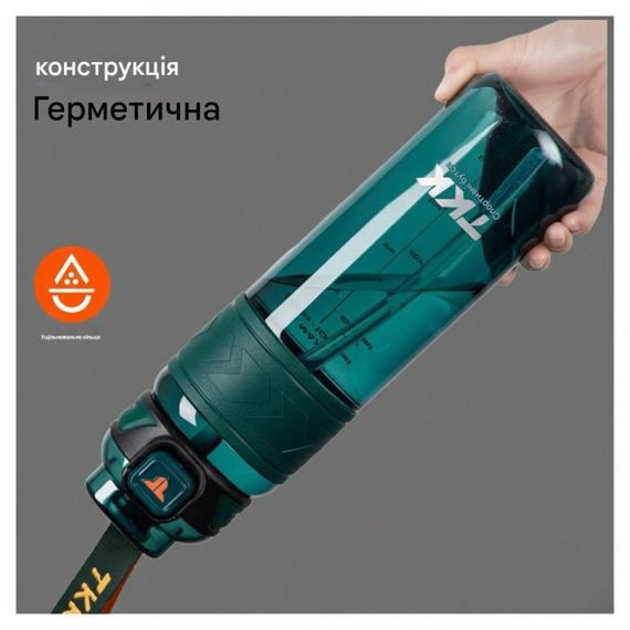 Универсальная зеленая бутылка ТkК 1000 мл из тритана, идеальная для фитнеса | Зображення 3