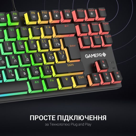 Клавіатура GamePro MK80R Red Switch RGB USB Black (MK80R) | Зображення 5