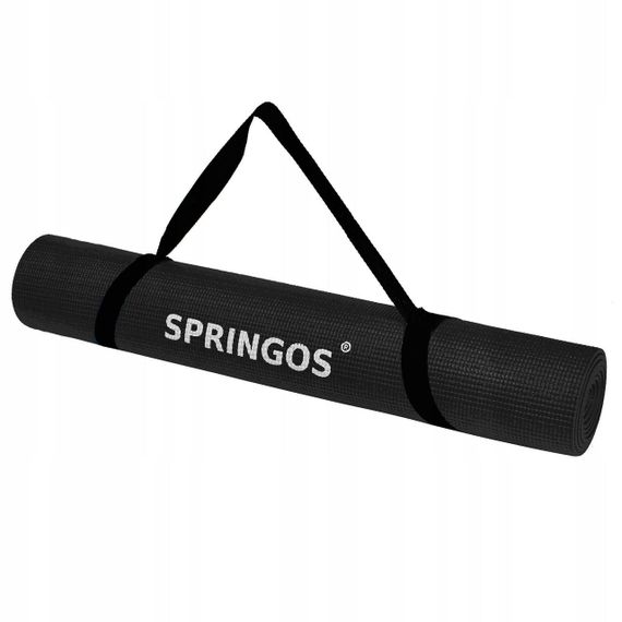 Килимок (мат) для йоги та фітнесу Springos PVC 4 мм YG0034 Black | Зображення 5