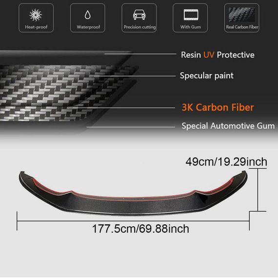 Накладка на передній бампер Lip V7 (для F82/F83, Карбон) для BMW 4 серія F-32 2012-2020 рр | Зображення 5