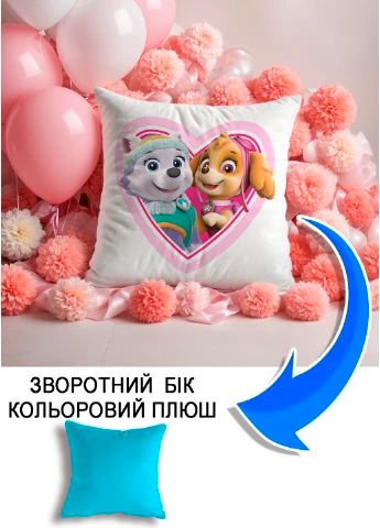 Подушка плюшева Мерч Крафт Дизайн з принтом Еверест Скай paw patrol 9 блакитний плюш квадратна 33х33 см