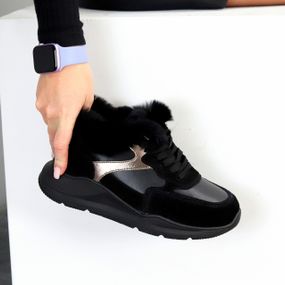 Утеплені чорні кросівки натуральна замша + шкіра 39