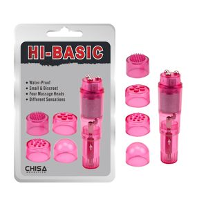 Вибратор клиторальный с насадками Chisa Hi-Basic, розовый Sex Aura