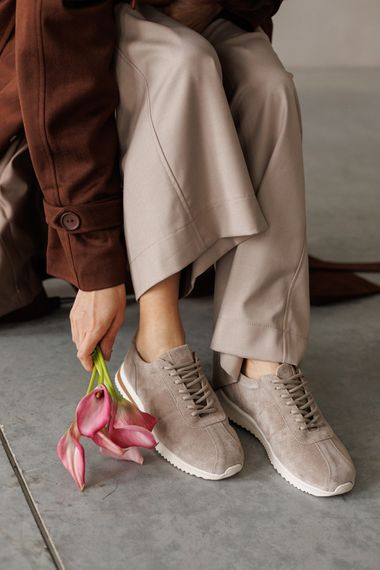 Кросівки жіночі замшеві 591461 Темно-бежеві 36 37 38 39 40 41 | Зображення 8