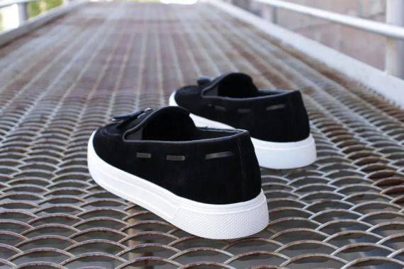 Стильные мужские лоферы из черной замши 42 размер | Зображення 2