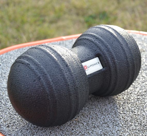 Масажний м'яч подвійний U-POWEX EPP Ball (d8*16cm.) Black | Зображення 6