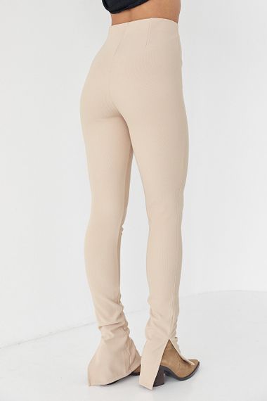 Женские лосины из эластичного трикотажа с разрезами - бежевый цвет, S (есть размеры) | Зображення 1