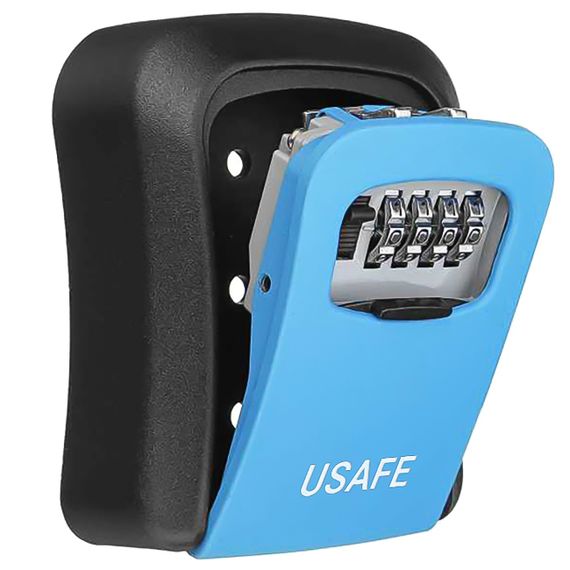 Антивандальний зовнішній міні сейф для ключів uSafe KS-03, з кодовим замком, настінний, Синій