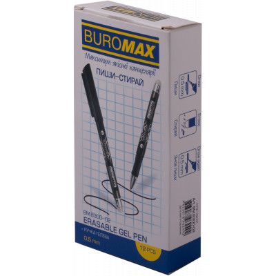Ручка гелевая Buromax Erase Slim Пиши стирай 0.5 мм Черный корпус (BM.8300-02) - Топ Продаж! | Зображення 1
