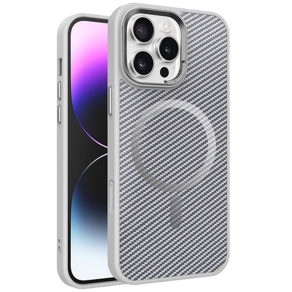 Чохол TPU+PC Carbon Mirage with Magnetic Fit для Apple iPhone 16 Pro (6.3") Grey