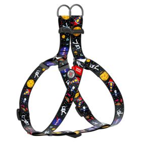 Шлея для собак WAUDOG Nylon з QR паспортом, малюнок "NASA", пластиковий фастекс, Ш 15 мм, Дов 40-55 см