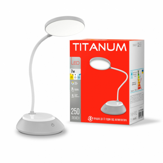 Лампа настільна LED 7W 3000-6500К з акумулятором USB сірий TLTF-022G Titanum | Зображення 1