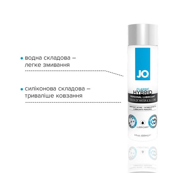 Густа змазка водно-силіконова JO Classic Hybrid (120 мл) без парабенів, гліцерину та олій | Зображення 2