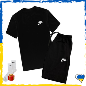 Комплект шорти Nike та футболка Nike. Комплект Найк Чорний, XS/S