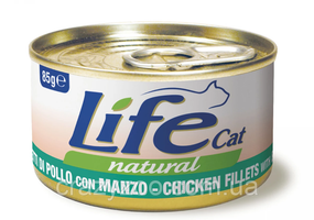 Вологий корм для котів LifeCat Chicken Fillets With Beef філе курки та яловичини 85 г