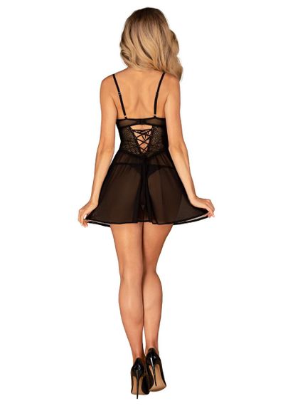 Эротический комплект Obsessive Chemeris babydoll & thong XL/2XL, пеньюар и стринги sexstyle | Зображення 5