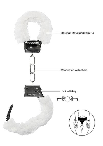 Наручники - Ouch! Beginner's Handcuffs Furry White Sex Aura | Зображення 3