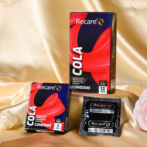 Презервативы Holographic Recare Cola Dotted&Ribbed Condoms 3 шт, с пузырьками и ребрами, аромат: | Зображення 3