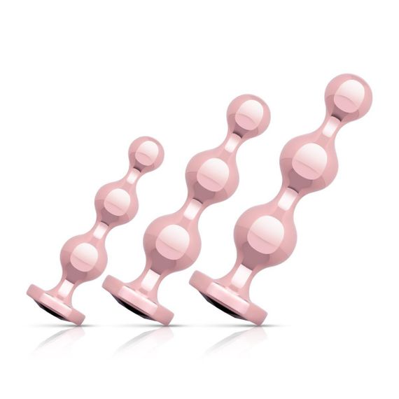 Набор анальных игрушек Rosy Gold - Metal Butt Plug Set 3 Pieces sexstyle | Зображення 1