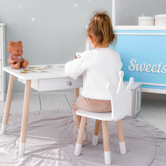 Дитячий столик і стільчик корона білий. Столик із шухлядою для олівців і розмальовок 66928 | Зображення 7